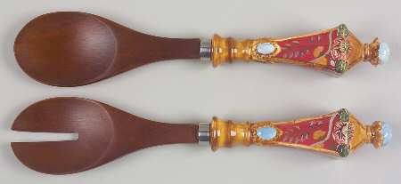 Artesian Road 2-Piece Wood/Ceramic Salad Set