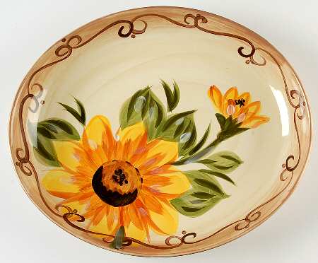 Sunny (Hand Painted) 15" Oval Serving Platter