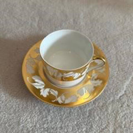 Tiffany Dinner Gold Flat Cup & Saucer Set