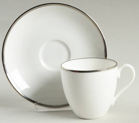 Palladium Band (Platinum Trim) Flat Demitasse Cup & Saucer Set