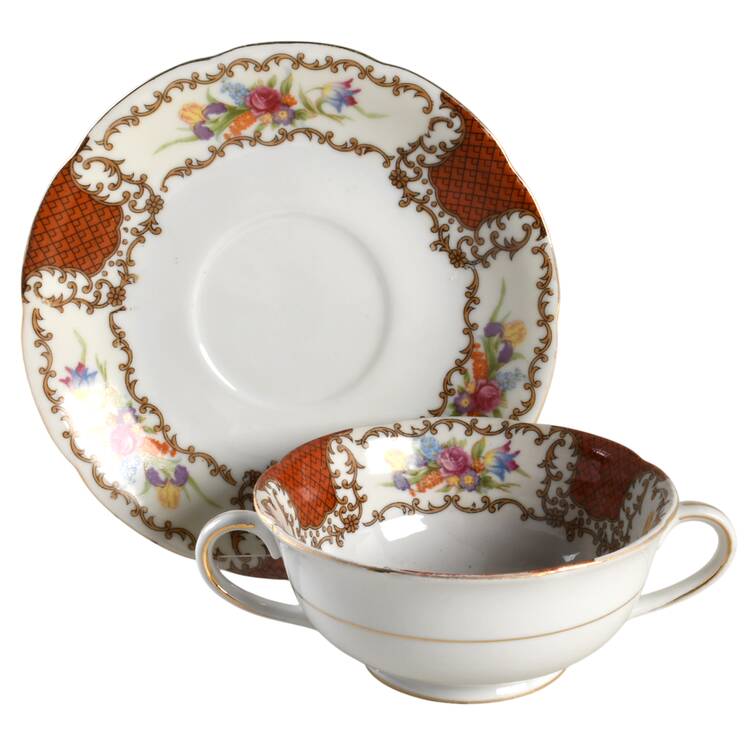 TSL5 Footed Cream Soup Bowl & Saucer Set
