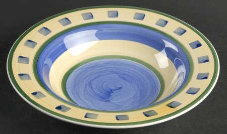 Barcelona (Green Violet) Large Rim Soup Bowl
