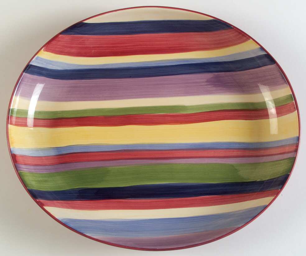 Barcelona Stripes 15" Oval Serving Platter