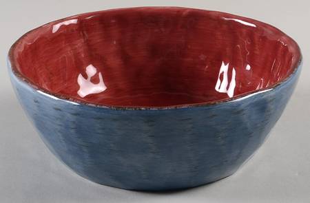Gisella Cranberry Slate Blue Coupe Cereal Bowl