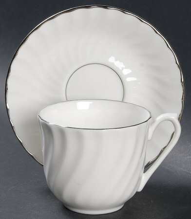 Cascade Platinum Flat Cup & Saucer Set by Royal Limoges