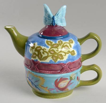 Papillon Individual Teapot & Lid with Cup