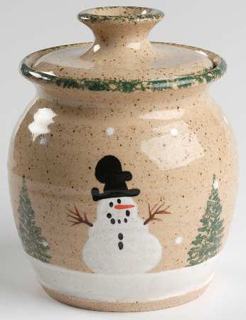 Snowman & Pines (Hand Thrown) Sugar Bowl & Lid