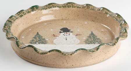 Snowman & Pines (Hand Thrown) 8" Quiche