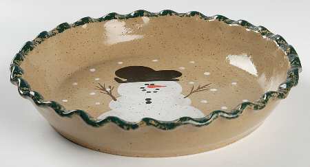 Snowman & Pines (Hand Thrown) 10" Pie Baking Plate