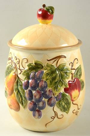 Harlequin Fruit Cookie Jar & Lid