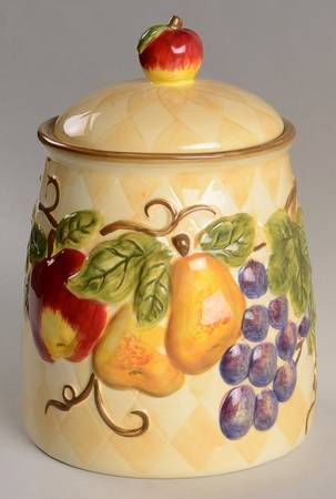 Harlequin Fruit Medium Canister & Lid