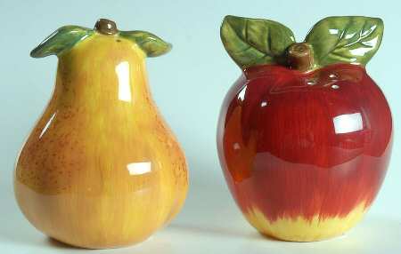 Harlequin Fruit Figural Salt & Pepper Set