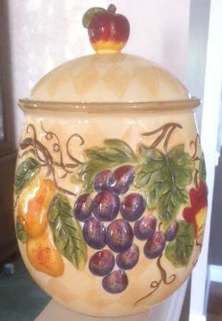 Harlequin Fruit Cookie Jar & Lid