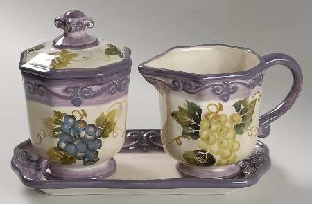 Merlot Creamer & Sugar with Lid & Tray Set