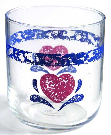 Sponge-Blue (Red Hearts) 10 Oz Glassware Old Fashioned
