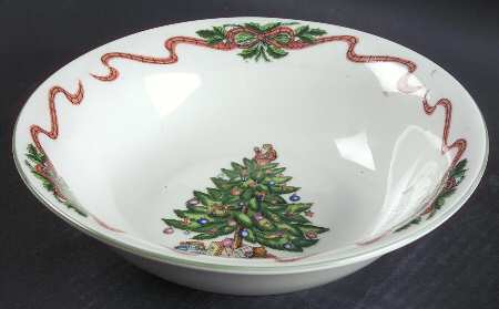 Holly Ribbons 8" Round Vegetable Bowl