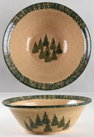 Winter Pines Brown (Made in Mold) 10" Large Salad Serving Bowl