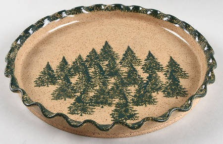 Winter Pines Brown (Made in Mold) Chip Bowl/Plate for Chip & Dip Set