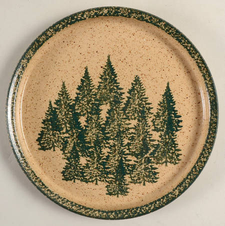 Winter Pines Brown (Made in Mold) Coupe Luncheon Plate