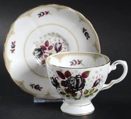 Midnight Rose Footed Cup & Saucer Set