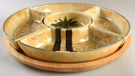 Bellagio Lazy Susan-6 Pc(4 Sides, Center & Wood Base)