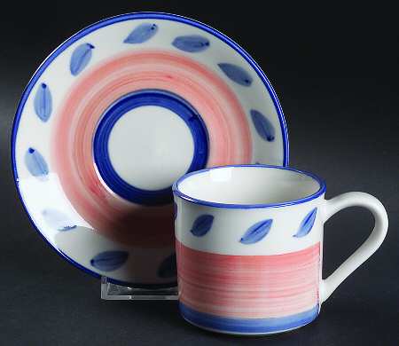 Autumn Blue Flat Cup & Saucer Set