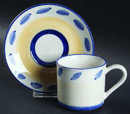 Autumn Blue Flat Cup & Saucer Set
