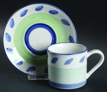 Autumn Blue Flat Cup & Saucer Set