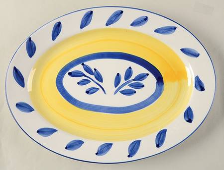 Autumn Blue 14" Oval Serving Platter