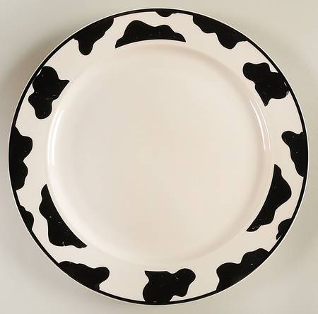 Spotted Cow (Cream) Dinner Plate