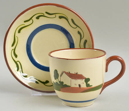 Motto Ware (Cottage) Flat Cup & Saucer Set