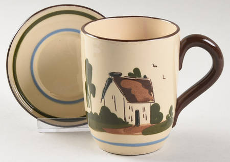 Motto Ware (Cottage) Flat Cup & Saucer Set