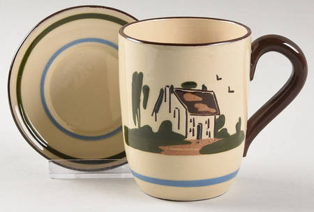 Motto Ware (Cottage) Flat Cup & Saucer Set