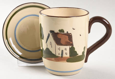 Motto Ware (Cottage) Flat Cup & Saucer Set