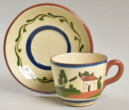 Motto Ware (Cottage) Flat Cup & Saucer Set