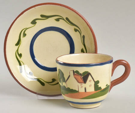 Motto Ware (Cottage) Flat Cup & Saucer Set