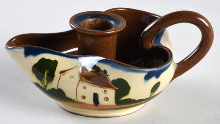Motto Ware (Cottage) Handled Candleholder