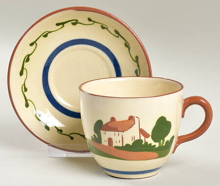 Motto Ware (Cottage) Footed Cup & Saucer Set