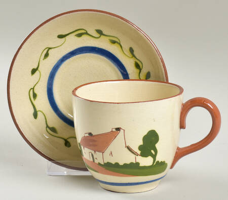 Motto Ware (Cottage) Footed Cup & Saucer Set