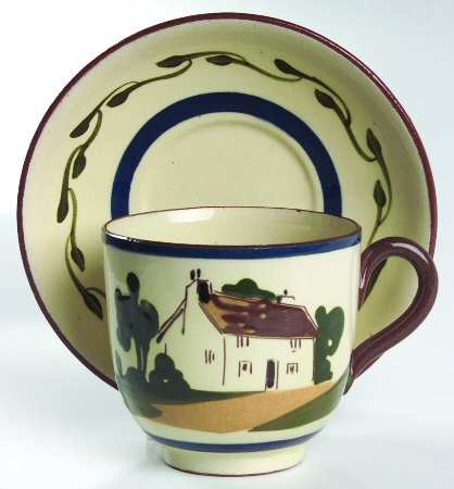 Motto Ware (Cottage) Footed Cup & Saucer Set