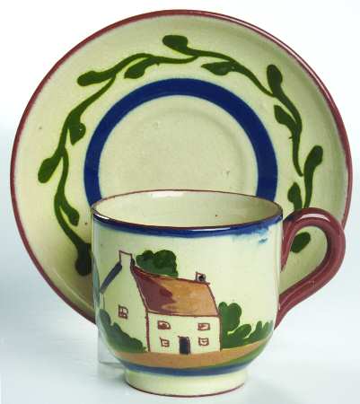 Motto Ware (Cottage) Flat Demitasse Cup & Saucer Set