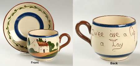 Motto Ware (Cottage) Flat Cup & Saucer Set