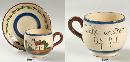 Motto Ware (Cottage) Flat Cup & Saucer Set