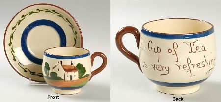Motto Ware (Cottage) Flat Cup & Saucer Set