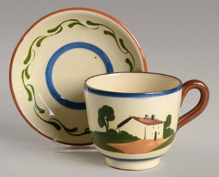 Motto Ware (Cottage) Footed Cup & Saucer Set