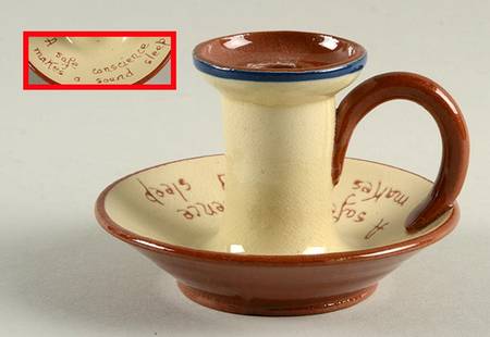 Motto Ware (Cottage) Handled Candleholder
