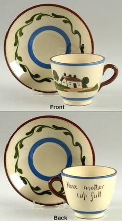 Motto Ware (Cottage) Footed Cup & Saucer Set