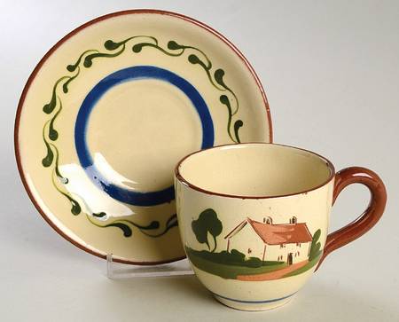 Motto Ware (Cottage) Flat Cup & Saucer Set