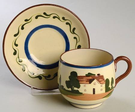 Motto Ware (Cottage) Flat Cup & Saucer Set