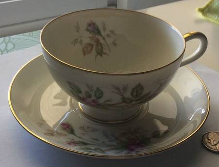 07470 (Cream Background, No Embossing) Footed Cup & Saucer Set